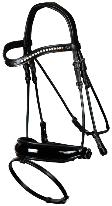 Dy'on Dressage Patent Large Crank Noseband Bridle with Flash NRDHAN/O