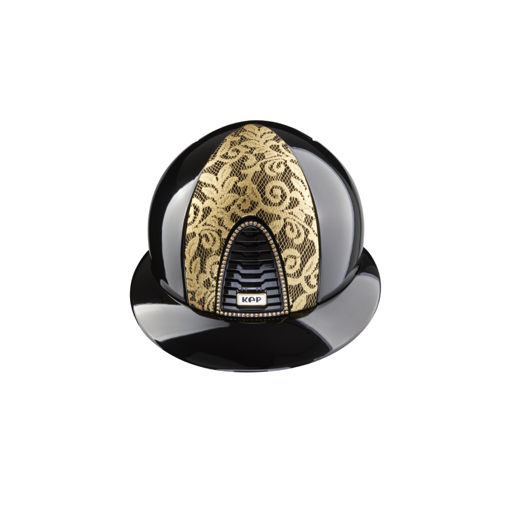 Riding Helmet Cromo 2.0 Polish Polo & Swarovski Frame - Gold Lace by KEP