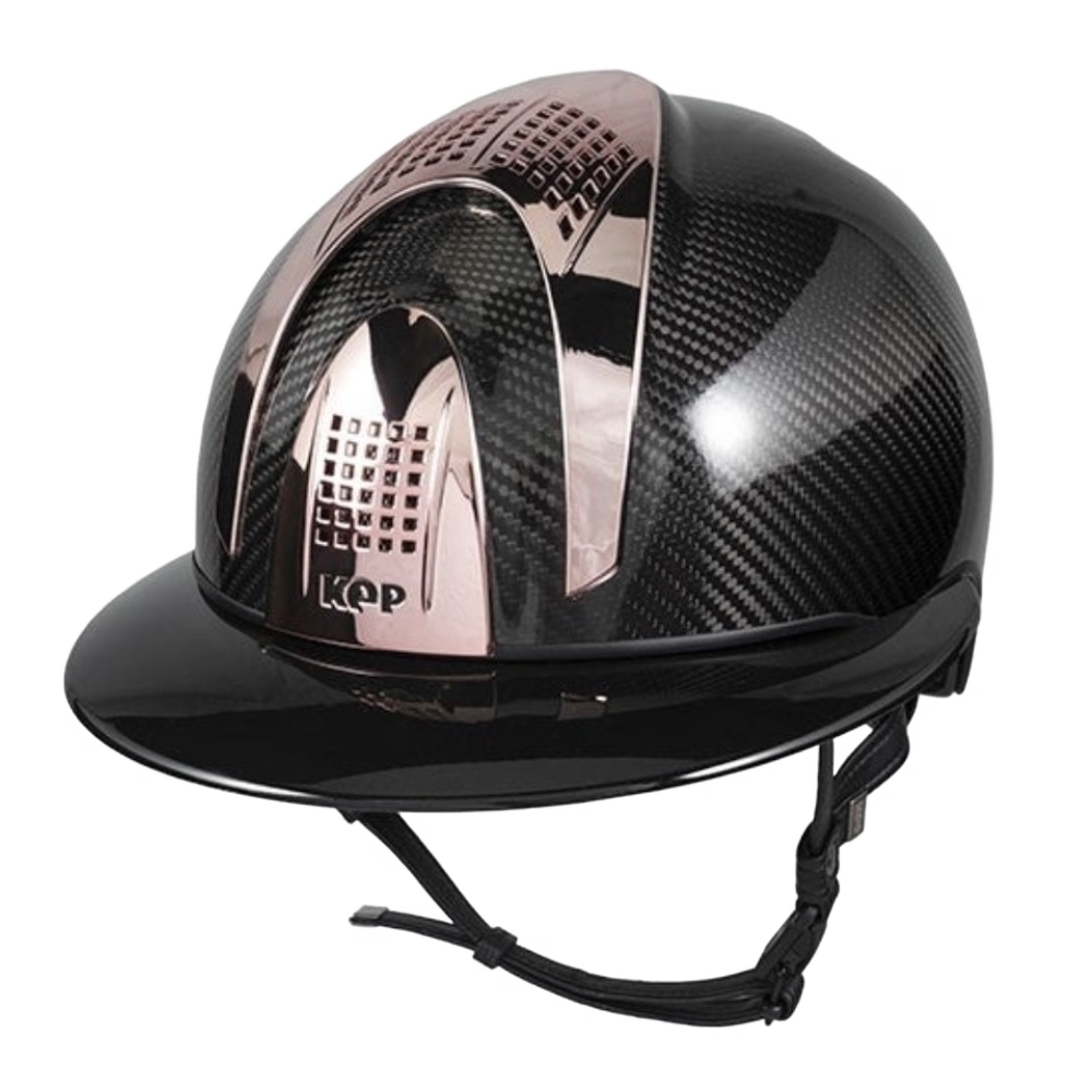 E-LIGHT Carbon Helmet - Shine Polo with 3 Rosegold Inserts by KEP