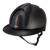 E-LIGHT Carbon Helmet - Matt Polo with 3 Leather Inserts & Swarovski Italian Flag by KEP