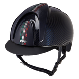 E-LIGHT Carbon Helmet - Blue Shine with 3 Leather Inserts & Swarovski Italian Flag by KEP