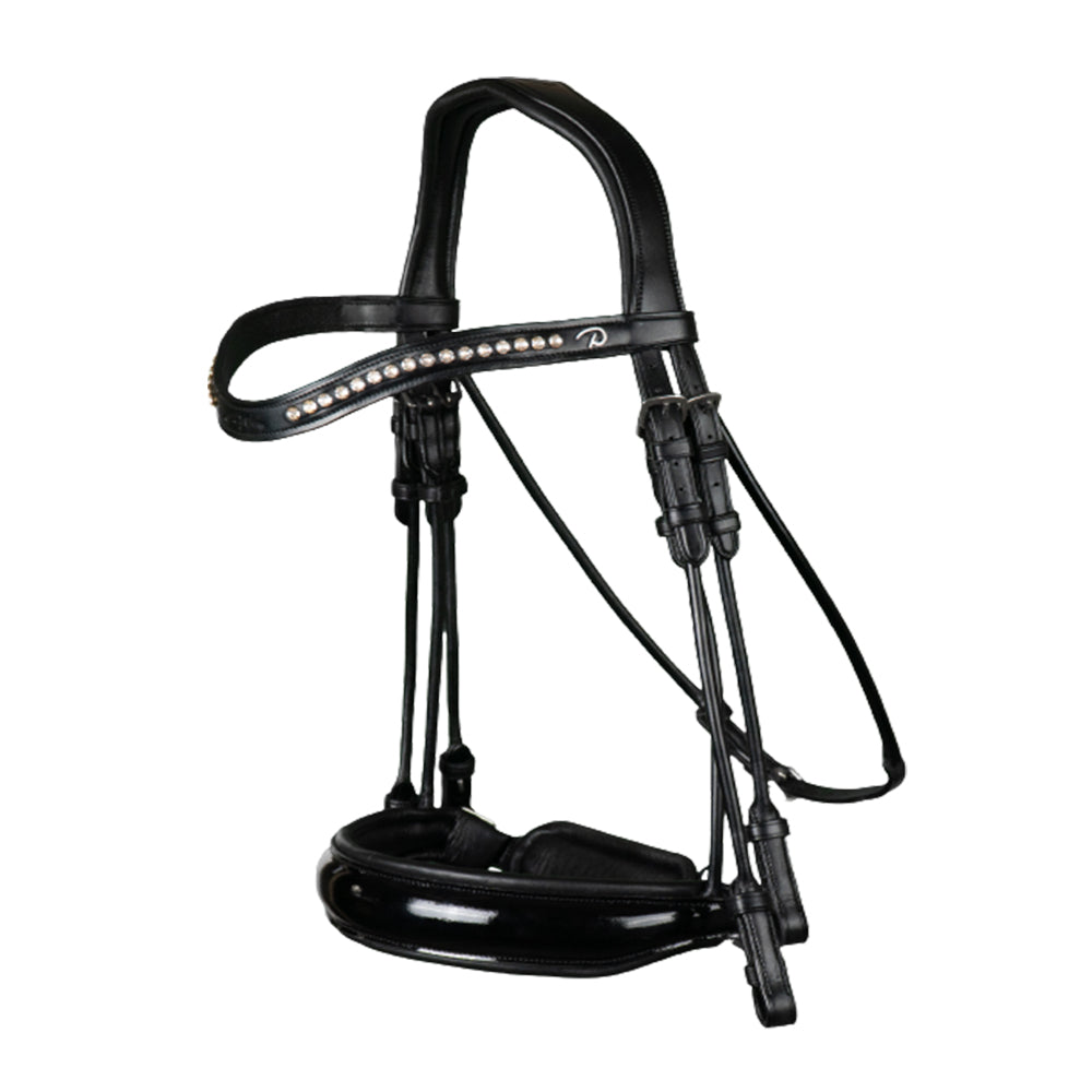 Dy'on Dressage Patent Large Crank Noseband Double Bridle NREHAS/T